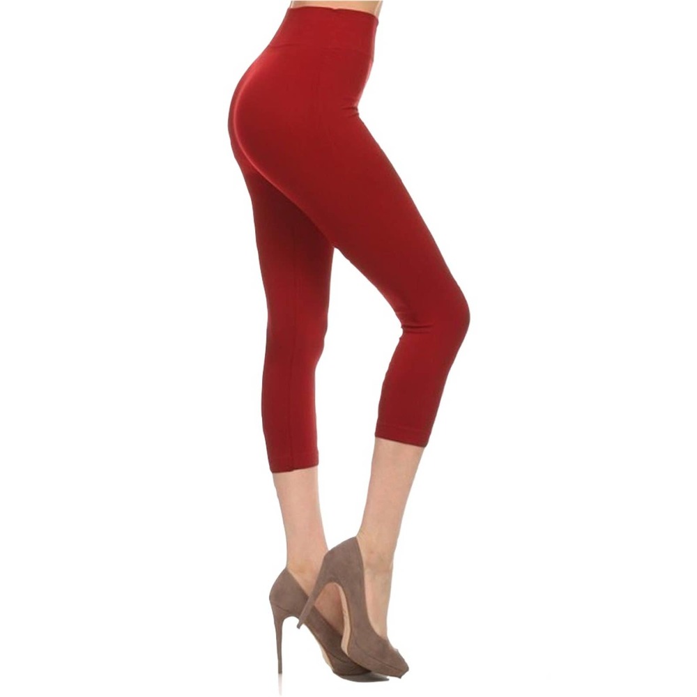Burgundy Solid Capri Ultra Soft Leggings One Size 2-12